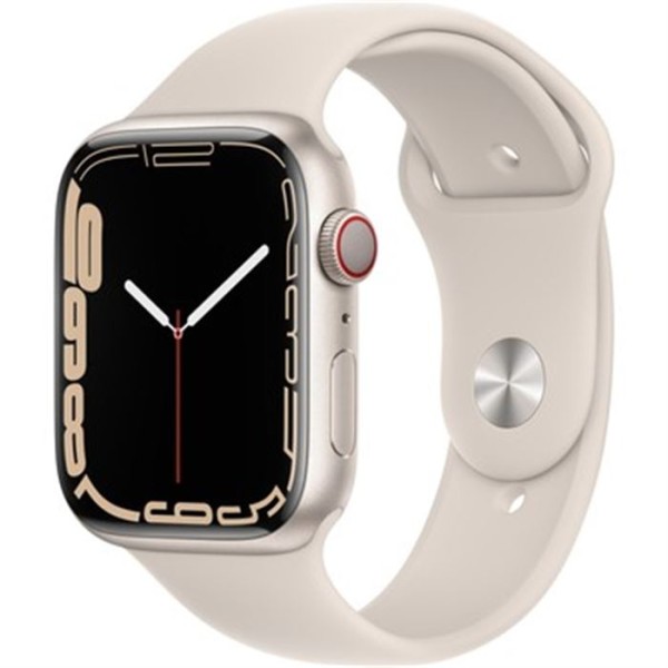 Apple Watch Series 7 Gps + Cell, 45MM Beyaz Alüminyum Kasa ve Beyaz Spor Kordon - MKJQ3TU/A