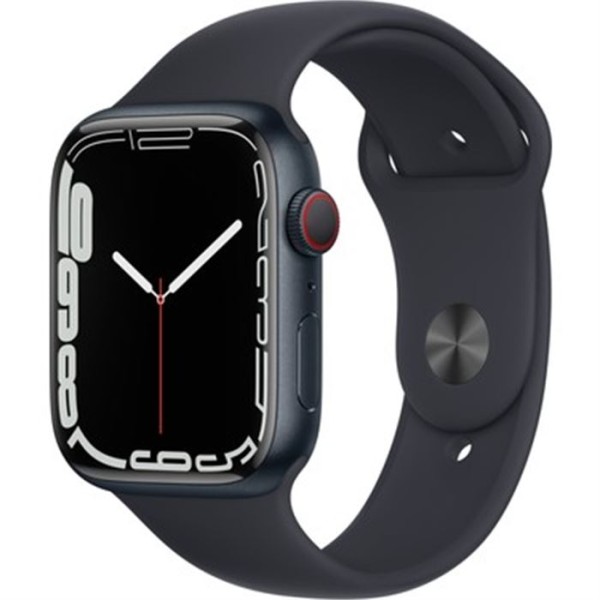 Apple Watch Series 7 Gps + Cell, 45MM Siyah Alüminyum Kasa ve Siyah Spor Kordon - MKJP3TU/A